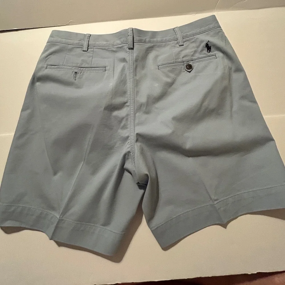 Polo Ralph Lauren Mens Stretch Straight Fit 7 Chino Shorts Light Blue Size 36